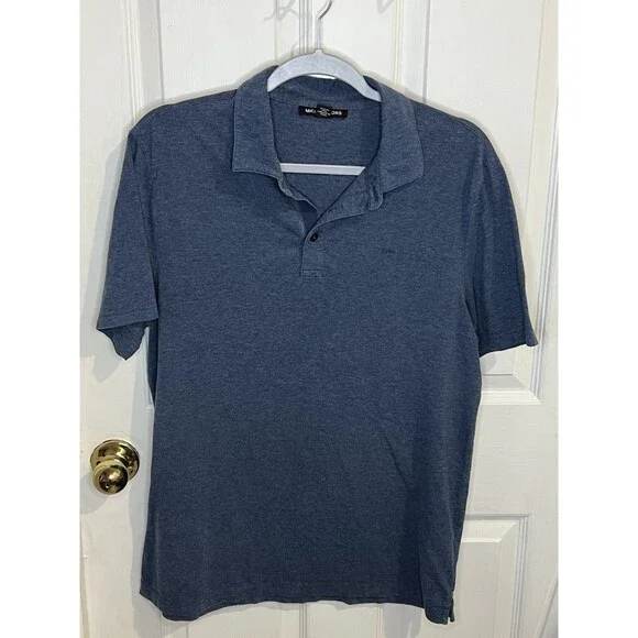 Michael Kors Polo Shirt Mens Medium Blue Embroidered Logo Collared Short Sleeve - Picture 2 of 9